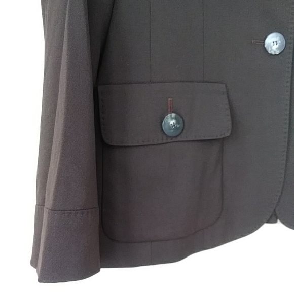 Talbots Stretch Wool Lined Two Button Blazer 10P Brown - Picture 6 of 16